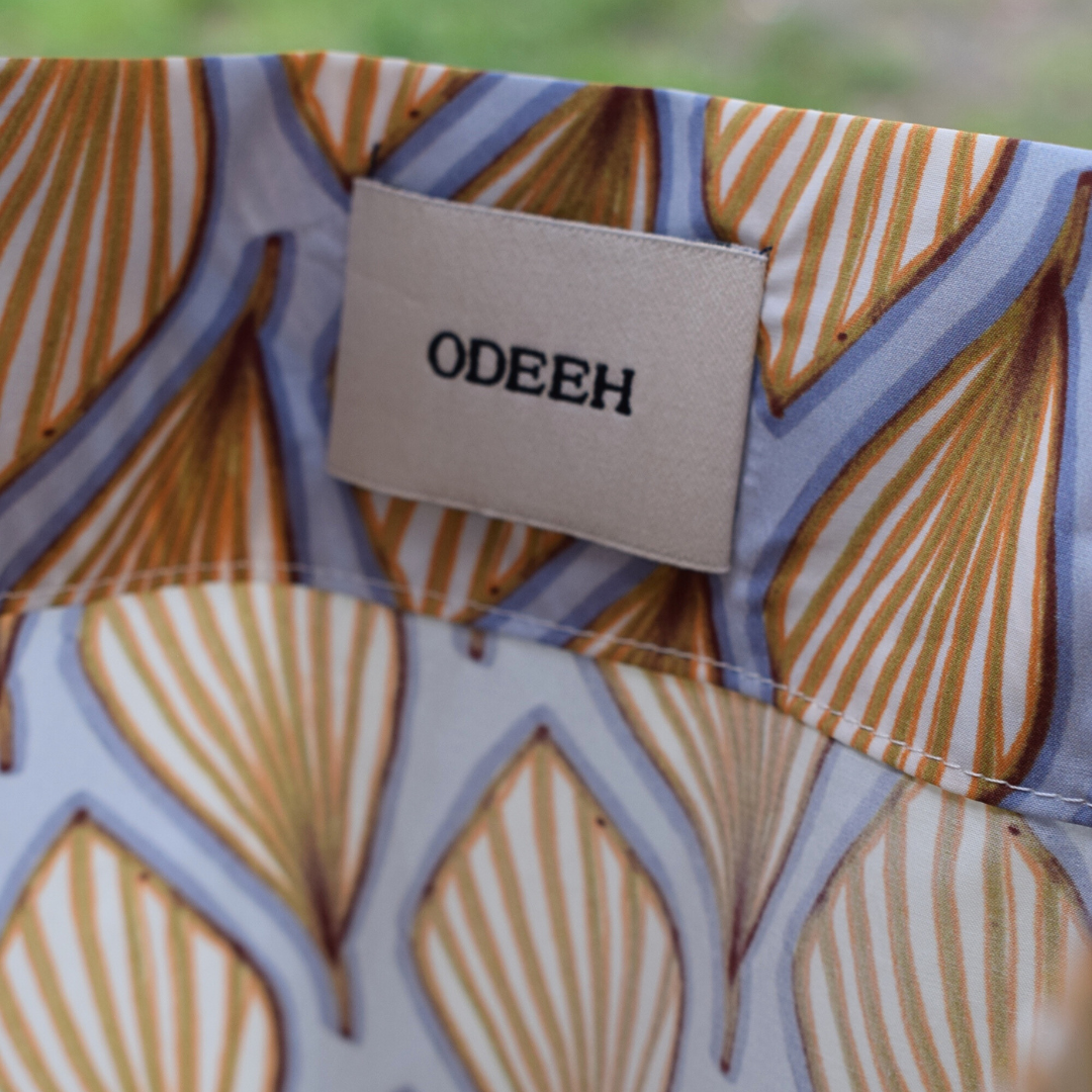 Odeeh bag with yellow and blue leaves